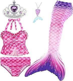 SunHibay 5pcs Code da Sirena per Il Nuoto Ragazze Costume da Bagno Principessa Bikini Costume da Bagno Set può Aggiungere Monopinna
