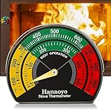 Hanaoyo Termometro magnetico per stufa a legna, termometro per stufa con quadrante grande, termometro per stufa a legna, stufe a gas, stufa a pellet