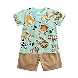 Sanlutoz Cotone Set di Abbigliamento per Neonato Estate Cartoon Bambini T-Shirt + Pantaloncini Pigiami Due Pezzi (12-18 Mesi, BCS9046)