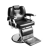 Poltrona da parrucchiere, sedia da parrucchiere, idraulica, reclinabile, barbiere 360°, per salone professionale, 110 x 70 x 100-113 cm, colore: Nero