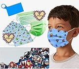 GUSTO Mascherina per Bambini Protezione Viso con Nasello Regolabile 40 pezzi (40pcs - Superheroes)