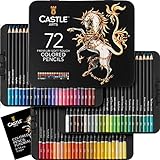 Castle Art Supplies Set di 72 Matite Colorate con Mine dall’Anima Morbida per Artisti, Professionisti e Coloristi Adulti