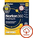 Norton 360 Premium 2022 |Antivirus per 10 Dispositivi | Licenza di 1 anno con rinnovo automatico| Secure VPN e Password Manager | PC, Mac, tablet e smartphone|Codice