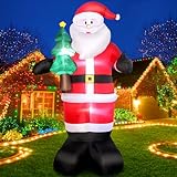 240 cm Babbo Natale Gonfiabile con Luce a LED, 8 Piedi con albero di Natale, Deco Natalizia IP44 di illuminazione resistente alle intemperie per Interni Esterni Giardino Prato Cortile