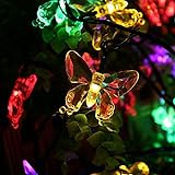 SALCAR Catene Luminose LED 5 Metri Solare Catena Leggera Include 20 Farfalla Illuminazione Decorativa per Le celebrazioni della Festa di Natale (RGB)