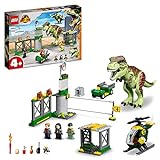 LEGO Jurassic World La Fuga del T. rex, Set con Eliporto, Garage, Veicolo, Elicottero, Dinosauro Giocattolo e 3 Minifigure, Giochi per Bambini e Bambine da 4 anni in su, Fan dei Dino 76944