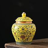 Stile cinese Ming Porcellana antico Vaso fiori Tradizionale Cinese Temple Ginger Jar Vase Decorativo Tavolo Vasi in Ceramica con coperchio (Color : A-H17.8XW17cm)