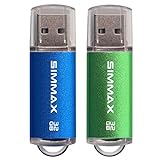 SIMMAX Pendrive 2 pezzi 32GB Chiavetta USB 2.0 Unità Memoria Flash (32GB Verde Blu)