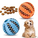 Vordpe 2 palline giocattolo interattive per cani, giocattoli in gomma per cuccioli di piccola taglia, per la pulizia dei denti e l addestramento del QI (6 cm, blu, arancione)