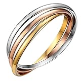 OIDEA Bracciale Braccialetto Donna Bracciale Bangles in acciaio inox 3 anelli chiusi ipoallergenico(3 colori) Regalo Perfetto