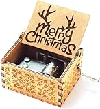 Evelure Carillon Merry Christmas, scatole Musicali a manovella in Legno Intagliato Antico per Il Compleanno dei Bambini (Style2)