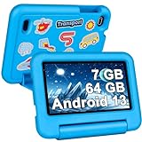 SEBBE Tablet per Bambini 7 Pollici Android 13 Tablet, 7GB RAM+64GB ROM (TF 1TB), Tablets con Controllo Parentale,App preinstallate per Kids,Tablet PC con Custodia Protettiva,Blu