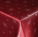 Tovaglia natalizia, 160 x 220 cm, ovale, rossa, lurex, stelle, lavabile, non piega, decorazione natalizia, tovaglia da tavolo, autunno