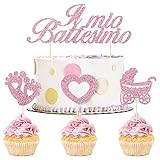 BOFUNX 25pcs Decorazione Torta Battesimo Cake Topper Baby Shower per Bambini Festa Cupcake
