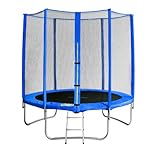 SixBros. SixJump trampolino elastico da giardino 1,85 m – trampolino per il giardino, trampolino all’aperto, set completo incluso scaletta, rete di sicurezza & copertura, blu, TB185/1570