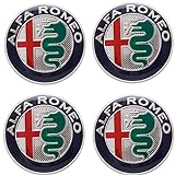4 Tappi Adesivi Coprimozzo 50mm per Alfa Romeo 147 156 GT Giulia MY 2016 Mito Green Cerchi Lega Ruota Coppette