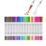 24 Pennarelli Acquarelli Penne Colorate Con Doppia Punta Brush Pen Lettering Calligrafia Professionali Pennello