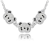Collana  Panda , decorata con cristalli scintillanti di Swarovski®, colore: oro bianco 18 carati