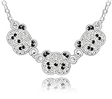 Collana  Panda , decorata con cristalli scintillanti di Swarovski®, colore: placcato in oro bianco 18 carati