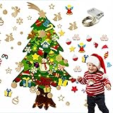 App Life Albero di Natale in Feltro per Bambini (Versione LED), Albero Natale Feltro Con 48 Staccabili Ornamenti & 50 Luci LED, per Regali Di Natale - 132cm