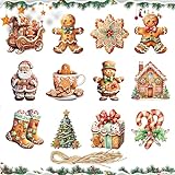 Vordpe 24 decorazioni natalizie per albero di Natale, con pan di zenzero, per decorazioni natalizie, piccole decorazioni natalizie per fai da te