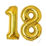 Palloncini Compleanno 18 anni Oro -101 CM Palloncino Numero 18 Gonfiabile in Foil -Decorazioni Compleanno di un uomo donna- Vola con l Elio