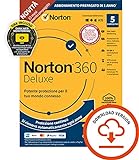 Norton 360 Deluxe 2022 |Antivirus per 5 Dispositivi | Licenza di 15 mesi con rinnovo automatico| Secure VPN e Password Manager | PC, Mac, tablet e smartphone | Codice d attivazione via email
