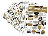 Essentials Weekly Planner Stickers, Black & Gold (set of 575 stickers)