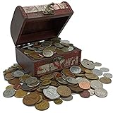 IMPACTO COLECCIONABLES Monete Antiche da Collezione 1 Chilo - Forziere del Tesoro - Autentiche, Controllate e Certificate da Esperti - Scrigno di Legno
