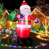 Babbo Natale Gonfiabile da 245 cm con Luce a LED, Natale Gonfiabile Resistente alle Intemperie IP44, Figura di Babbo Natale con Sacchetto Regalo, Decorazione di Illuminazione Esterna per Giardino
