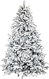 Albero di Natale Effetto Realistico Rami Fissi Apertura ad Ombrello Ignifugo Montaggio Facile (150 cm, Verde Innevato)