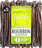 5 Baccelli di Vaniglia Bourbon - Gran Selezione del Madagascar 2023 - Baccello XL 15/18cm - Sacchetto FreshZIP