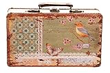 KD 1290, valigia in legno con rivestimento in tela, stile vintage con guarnizioni in metallo 26cm