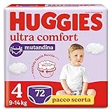 Huggies Ultra Comfort Pannolino Mutandina, Taglia 4 (9-14 Kg), Confezione da 72 Pannolini (36x2)