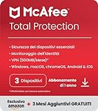 McAfee Total Protection 2023 | Esclusiva Amazon |3 dispositivi| Software antivirus per la sicurezza in Internet | VPN | 12 mesi + 3 | Codice d attivazione via email
