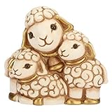 THUN - Statuina Presepe Gruppo di Pecore - Decorazioni Natale Casa - Linea Presepe Classico - Ceramica - 6,1 x 3,3 x 5,5 h cm