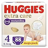 Huggies Extra Care Pannolini Mutandina Taglia 4 (9-14 kg), Confezione da 88 Pannolini Mutandina