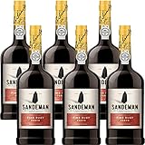 Porto Sandeman Fine Ruby | 6 Bottiglie 75cl | Vino Rosso Liquoroso Tipico del Portogallo | Idea Regalo