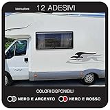 kamiustore Adesivo Laika Ecovip Classic per Camper in Vinile per Esterni - Kit 12 Adesivi componibili (Nero/Argento)