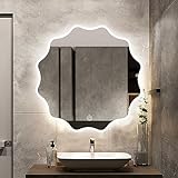 Specchio irregolare,Specchi a parete,Specchio del bagno,Specchio con luci,Specchio da toilette,3 colori di gradazione,Regolazione della luminosità,Specchio per camera da letto, soggiorno, ingresso, so