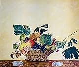 Miha Dipinto ARTMoney a mano, originale e unico con vere banconote Olio su tela 120 x 100 x 1,7 cm Cesto di frutta Omaggio a Caravaggio con 2 banconote Caravaggio 100000 lire certificate autentiche.