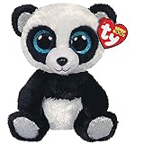 TY - Peluche - Beanie Boos - Panda - Bamboo - Bianco e Nero - Occhioni azzurri glitter - Orecchie e zampe argento glitter - Il peluche con gli occhi grandi scintillanti - 15 Cm - 36327