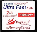 eMemoryCards Scheda di memoria 2GB Ultra Fast 18MB/s CompactFlash compatibile con Canon 10D/20D/30D/40D/50D/1D/1Ds/5D/5Ds/7D Mark I/II/III/IV, Nikon D, Olympus E, Sony Alpha, Leica S Cameras