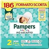 Pampers Baby Dry Mini, 186 Pannolini, Taglia 2 (3-6 kg)