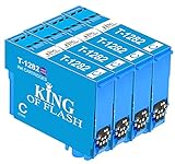 KING OF FLASH 4 cartucce d inchiostro ciano per Epson T1282 compatibili con Epson Stylus SX125 SX235W SX130 S22 SX445W SX438W SX435W SX425W