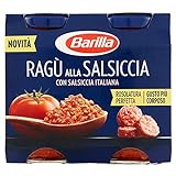 Barilla Sugo alla Salsiccia, Salsa Pronta al Pomodoro Italiano, Salsiccia e Carni Selezionate, Senza Glutine, 2 Barattoli da 180 g