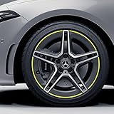 DualColorStampe Adesivi strisce cerchi compatibili con Mercedes-Benz AMG Cerchi in lega 18   ruota cerchioni strisce stickers adesivi auto sport COD. 0337 (Giallo Fluorescente)