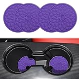 deemars 4PCS Car Cup Coaster, Car Coasters for Cup Holders, 2.75 Inch Silicone Car Coasters, PVC Insert Coaster, Universal Non-Slip Recessed Car Interior Accessories for Most Cars (Dark violet)