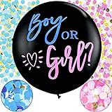 Annhao Baby Shower palloncini, 36 Pollici Boy or Girl palloncini Gender Reveal Decorazione baby shower boy or girl Palloncino neri con coriandoli per gender reveal party palloncini nascita