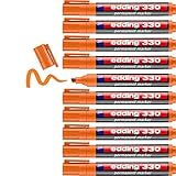 edding Pennarello permanente 330 - arancione - 10 penne - punta a scalpello 1-5 mm - penne impermeabili ad asciugatura rapida - per cartone, plastica, vetro, legno, metallo e tessuto